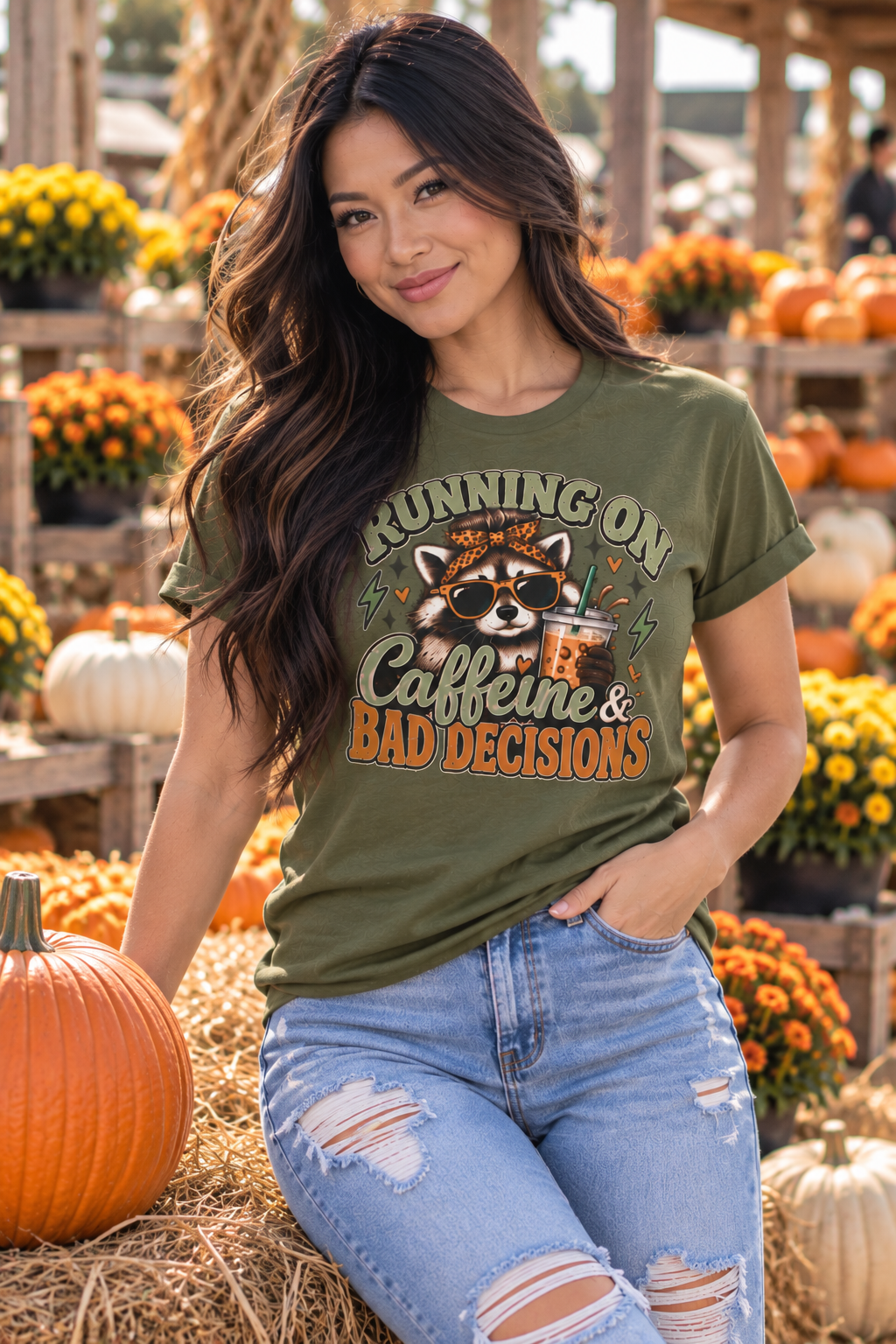 Running on Caffeine & Bad Decisions Raccoon Graphic Tee