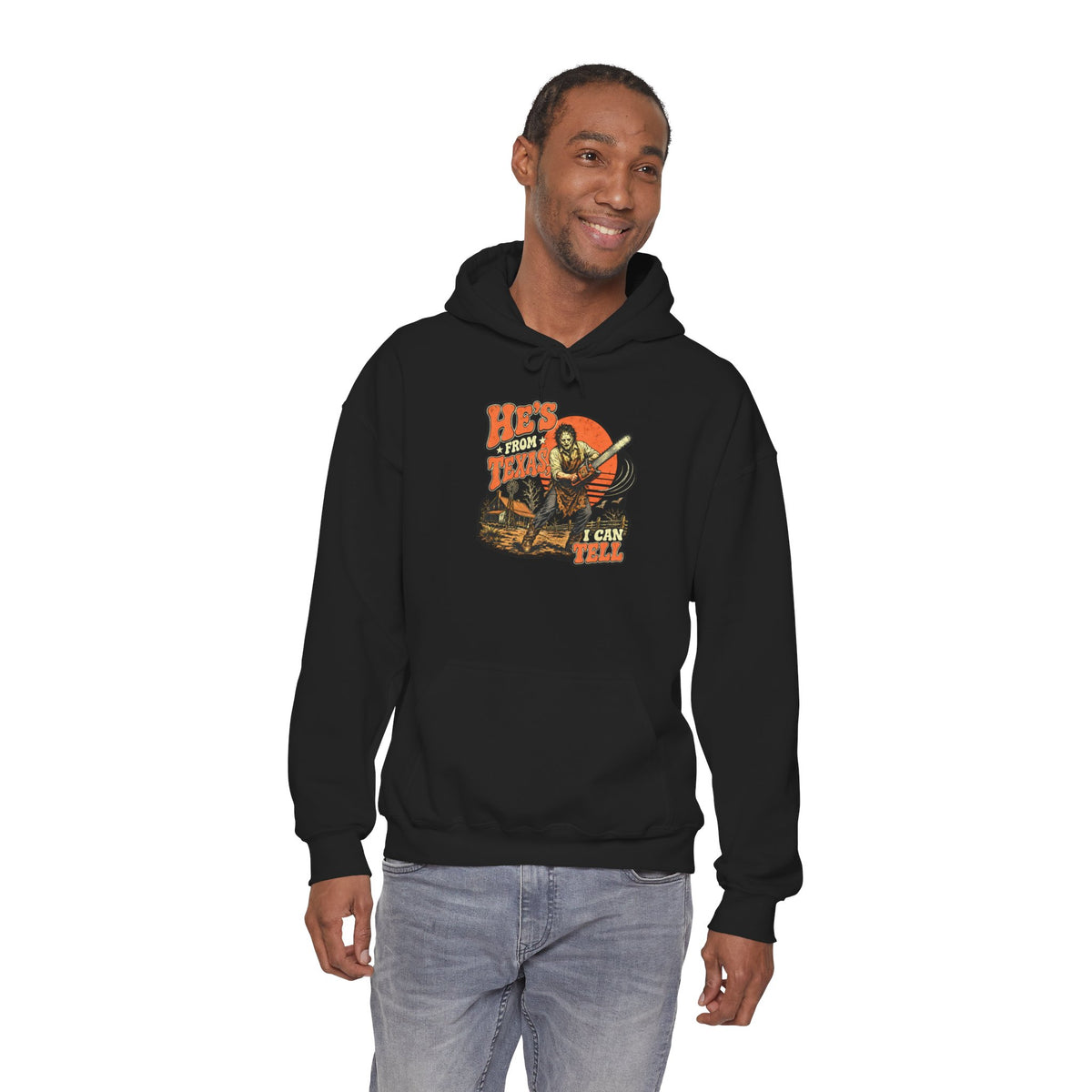 Hoodie — 'He's From Texas, I Can Tell' Vintage Rodeo Graphic Hoodie