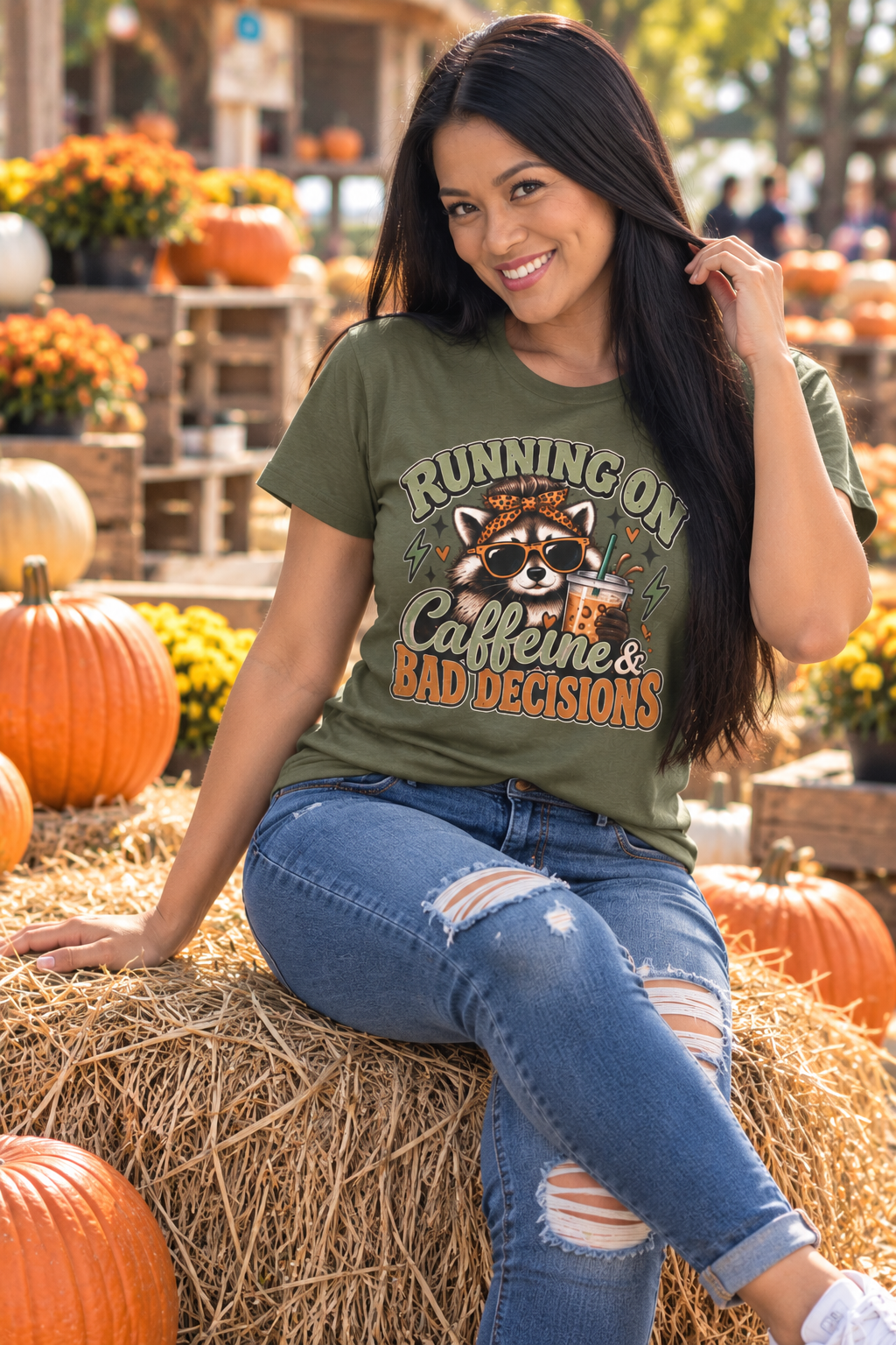 Running on Caffeine & Bad Decisions Raccoon Graphic Tee