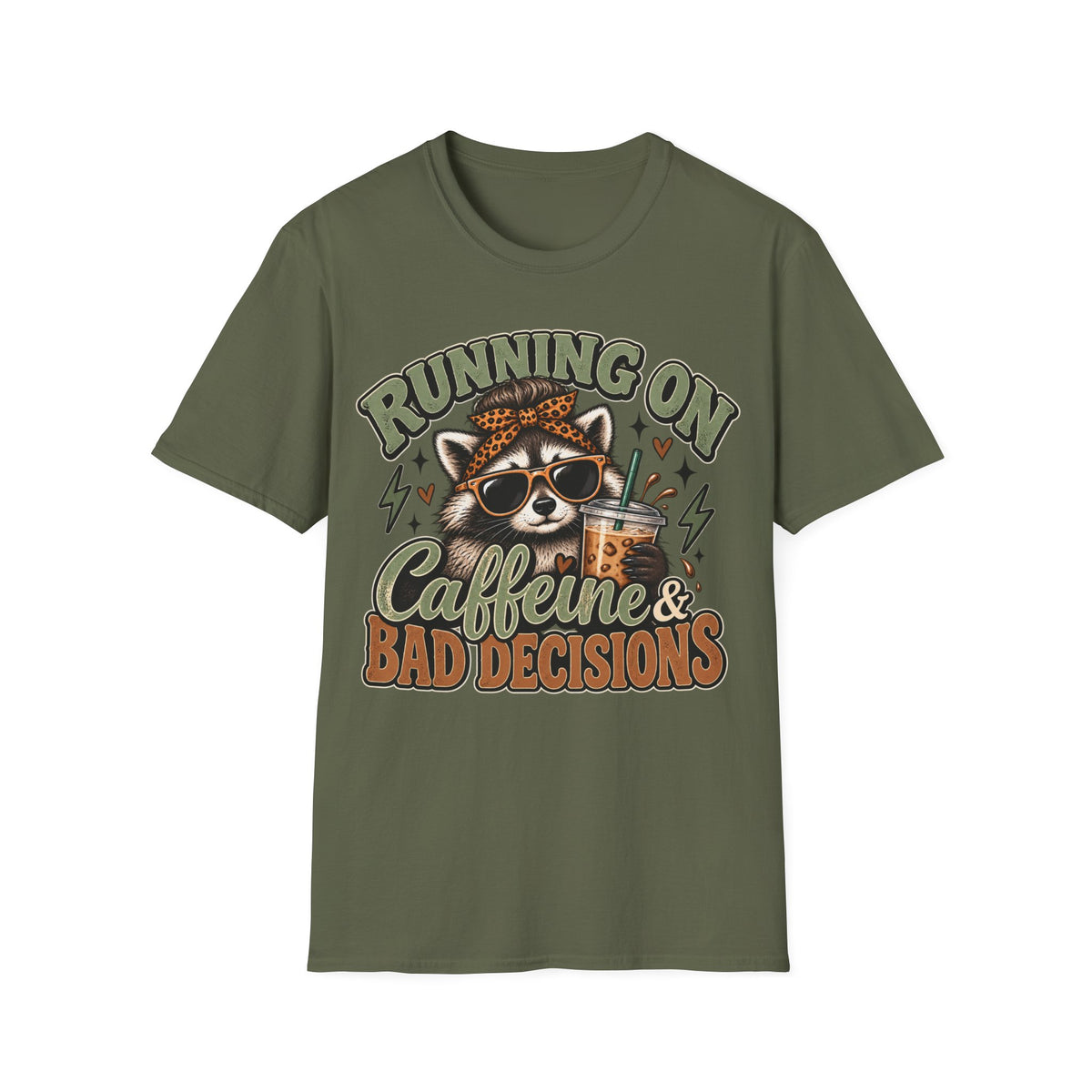 Running on Caffeine & Bad Decisions Raccoon Graphic Tee